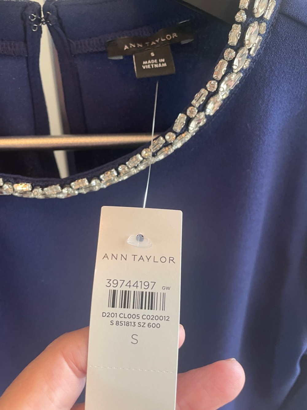 Ann Taylor Navy Long-Sleeve Jewel Neck Top - Picture 2 of 7